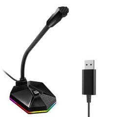 Buy TSP201 Desktop Capacitive USB Microphone with RGB Light Effect Black in Saudi Arabia