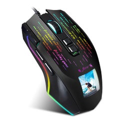 Buy J500 USB Wired Gaming RGB Gaming Mouse with Display Screen Black in UAE