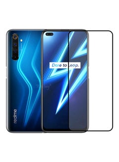 Buy 9D Tempered Glass For Realme 6 Black/Clear in UAE