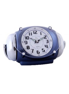 Buy Round Dial Analog Alarm Clock Silver/Blue/White in Saudi Arabia