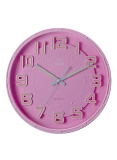 Buy Round Shape Analog Wall Clock Pink in Saudi Arabia