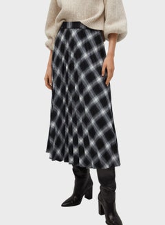 Buy Checked Pattern Midi Skirt Black/White in Saudi Arabia