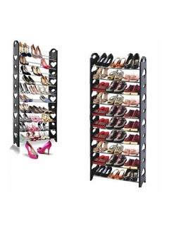 اشتري 10-Layer Heart Shape Metal Shoe Rack Silver/Black 156 x 63 x 20cm في مصر