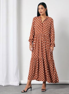 Buy Polka Dot Dress Brown in Saudi Arabia