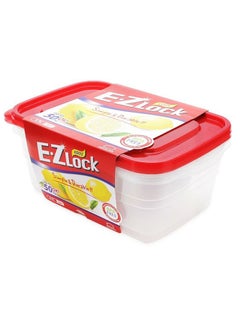 Buy 2-Piece Ez Lock Plastic Food Storage Containers Set Clear/red 3.9Liters in Egypt