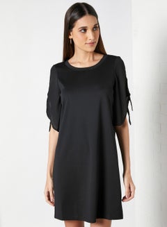 Buy Dana Round Neck Mini Dress Black in Saudi Arabia