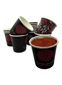 Buy 20-Piece Black leaves Coffee And Espresso Paper Cups Black/Multicolour in Egypt