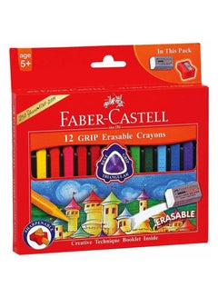 Buy 12-Piece Grip Erasable Crayon Set Multicolour in UAE