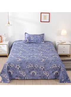 Buy 2-Piece Printed Bedsheet Set Double Size Wild Yonder Microfiber Blue in UAE