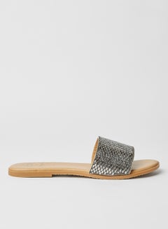 Buy Lynda Di Hotfix Strap Slip-On Flat Sandals Stone Grey in Egypt