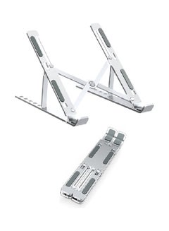 Buy Foldable Laptop Stand 6-Level Adjustable Height Silver 27.50X3.00X6.50cm in Saudi Arabia