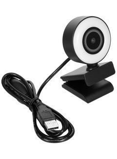 Buy 1080P HD Auto Focus Ring Light Webcam With Built-In Microphone Black/White in UAE