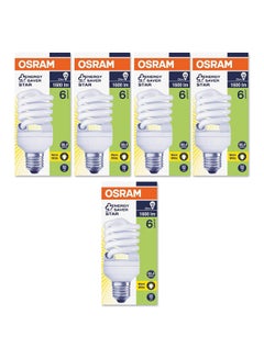 اشتري Duluxstar Mini Twist Compact fluorescent integrated, Spiral Shape 23 Watt Screw - Base- E27, 1600 lm (Pack of 5) -Warm White Warm white 10 x 6 x 6 cmcm في الامارات