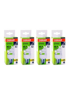 Buy Dulux star Mini Twist Compact Fluorescent Light 23w Warm, Pack Of 4 white 26 x 18.1 x 7.5cm in UAE