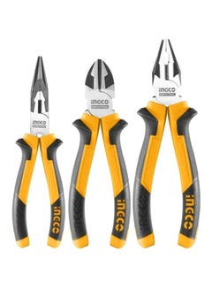 Buy 3-Piece Heavy Leverage Pliers Set Silver/Yellow/Black in Saudi Arabia