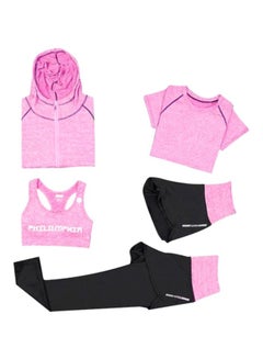 Buy 5-Piece Sportwear Set Pink/Black in Saudi Arabia