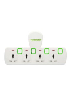 Buy 4-Way Universal Multi Adaptor T-Type Socket White/Green in UAE