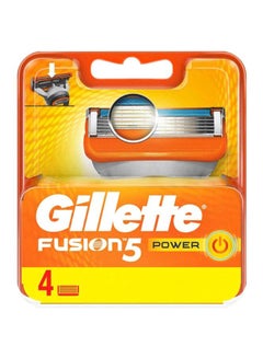 Buy 4-Piece Fusion5 Power Razor Blades Orange/Silver in Saudi Arabia