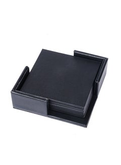 Buy 6-Piece Square Coaster With Holder Black 13 x 4 x 13cm in Saudi Arabia