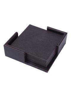 Buy 6-Piece Square Coaster With Holder Brown 13 x 4 x 13cm in Saudi Arabia