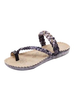 Buy Slip-on Flat Sandals Beige/Purple in UAE