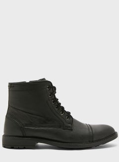 Buy Genuine Leather Casual Boots Black in Saudi Arabia