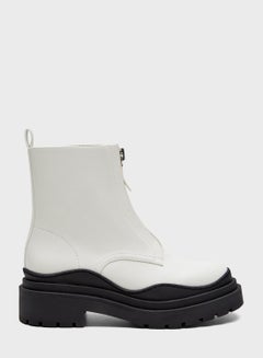 Buy Wenzol Ankle Boots White/Brown in Saudi Arabia