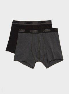 Buy 2 Pack Of Basic Boxer Dark Grey Melange/Black in UAE