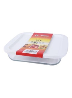 Buy Square Dish Glass Oven Tray White/Clear 1.8Liters in Saudi Arabia