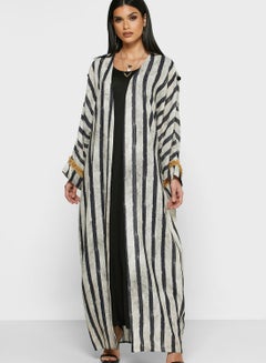 Buy Casual Striped Abaya Black/White in Saudi Arabia