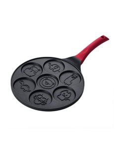 Buy Nonstick Pancake Griddle Pan With 7 Animal Shapes Black/Red 28.50 x 2.00 x 28.50cm in Saudi Arabia