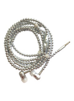 Buy Jewelry Pearl Necklace Stereo Earphones With Microphone Silver in Saudi Arabia