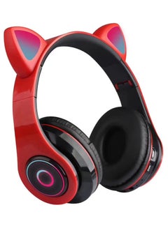 Buy B39 Cat Ear Glowing Wireless BT5.0 Headphone Red in Saudi Arabia