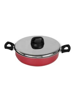 Buy Frypan With Lid Red/Silver/Black 32cm in Saudi Arabia