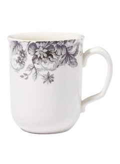 Buy Flower Printed Ceramic Mug White/Black in UAE