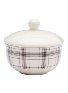 Buy Sugar Bowl With Lid White/Brown 280ml in UAE