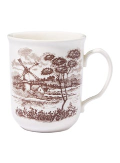 Buy Windmill Printed Ceramic Mug White/Black/Grey 340ml in UAE