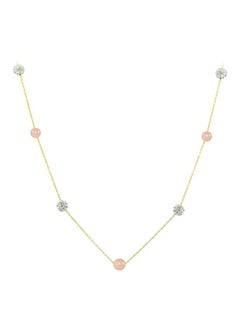 Buy 18 Karat Solid Gold Gradual Built-in Crystal Ball And Pearl Necklace in UAE