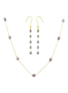 Buy 2-Piece 18 Karat Gold Pearls Jewellery Set in UAE