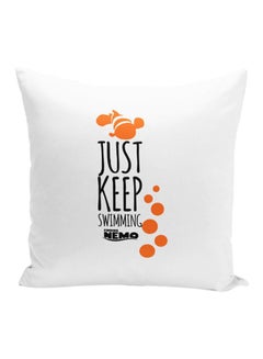 Buy Finding Nemo Quote Printed Throw Pillow White/Black/Orange 16x16inch in UAE