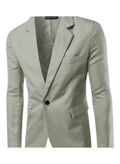 Buy Men Slim Single Button Lapel Suit Simple Solid Color Large Size Casual Blazer Coat Khaki in Saudi Arabia