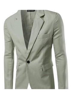 Buy Men Slim Single Button Lapel Suit Simple Solid Color Large Size Casual Blazer Coat Khaki in UAE