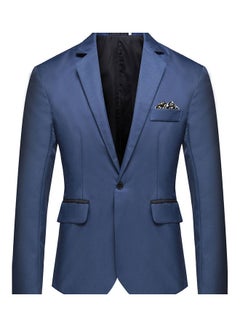 Buy Men Solid Color Groomsman Single Row And One Button Suit Cotton Casual Coat Royal Blue in UAE
