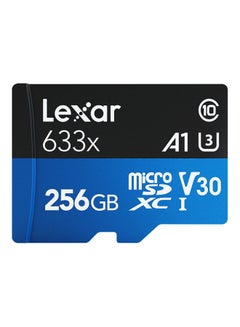 اشتري بطاقة ذاكرة TF مايكرو SD عالية الأداء من الفئة 10 U3 A1 V30 عالية السرعة من ليكسار 633X سعة 256 جيجابايت للهاتف والكاميرا أزرق في الامارات