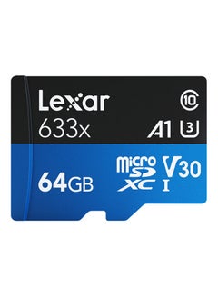 اشتري بطاقة ذاكرة TF مايكرو SD عالية الأداء من الفئة 10 U3 A1 V30 عالية السرعة من ليكسار طراز 633X سعة 64 جيجابايت للهاتف والكاميرا أزرق في السعودية