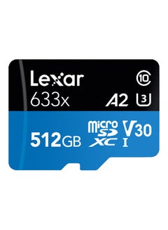 Buy Lexar 633x 512GB TF Card High-performance Micro SD Card Class10 U3 A2 V30 High Speed TF Card For Phone Camera Dashcam Blue in UAE