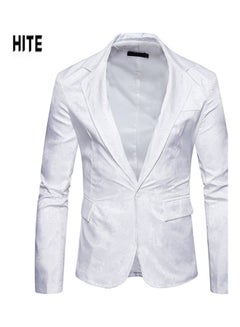 Buy Deep V-Neck Single Button Coat White in UAE