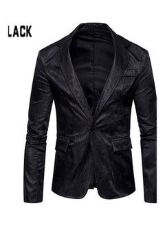 Buy Deep V-Neck Single Button Coat Black in Saudi Arabia