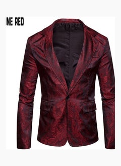 Buy Deep V-Neck Single Button Coat Red in UAE