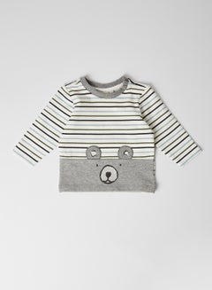 Buy Striped Bear Long Sleeve Sweatshirt Grey Melange in Saudi Arabia